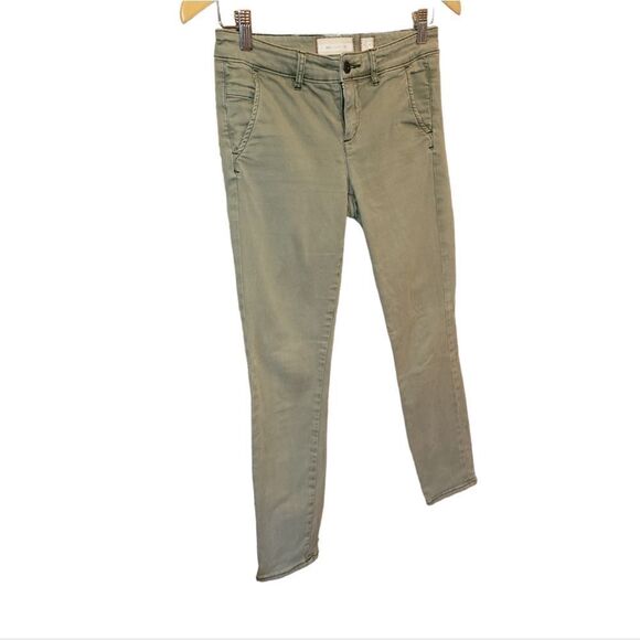 Hei Hei Anthropologie Abroad Chino Pants Olive Green Casual Pant Pocket 26 - Picture 3 of 12
